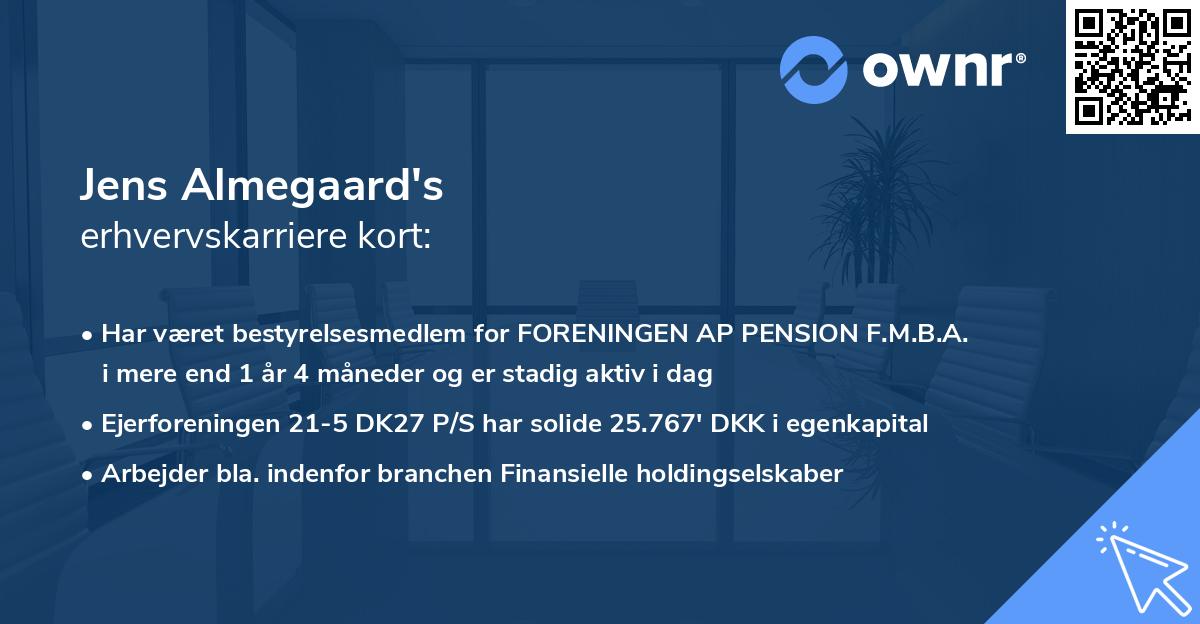 Jens Almegaard's erhvervskarriere kort