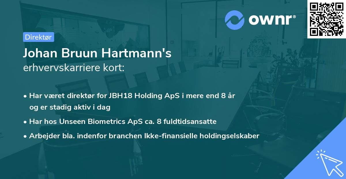 Johan Bruun Hartmann's erhvervskarriere kort