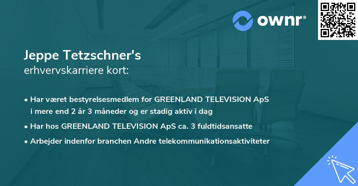 Jeppe Tetzschner's erhvervskarriere kort