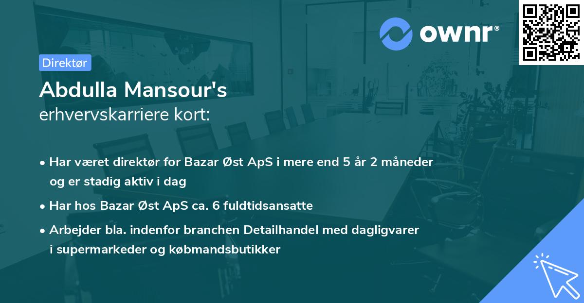 Abdulla Mansour's erhvervskarriere kort