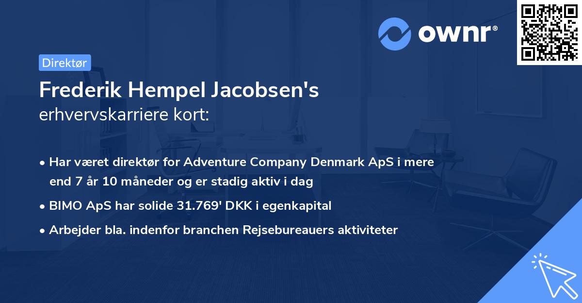 Frederik Hempel Jacobsen's erhvervskarriere kort