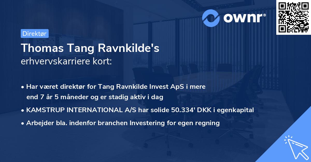 Thomas Tang Ravnkilde's erhvervskarriere kort