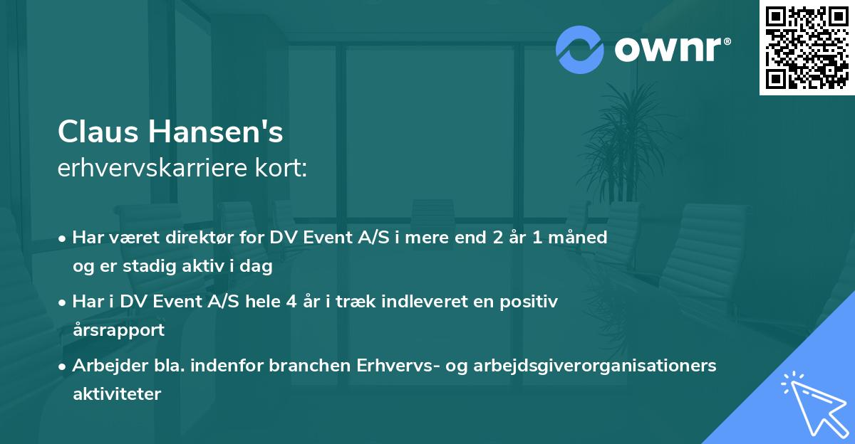 Claus Hansen's erhvervskarriere kort