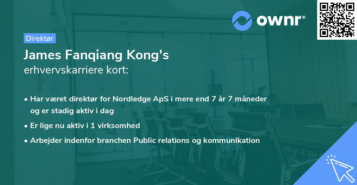 James Fanqiang Kong's erhvervskarriere kort