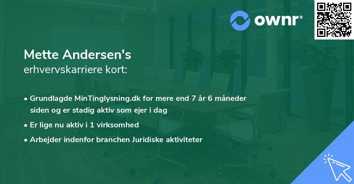 Mette Andersen's erhvervskarriere kort