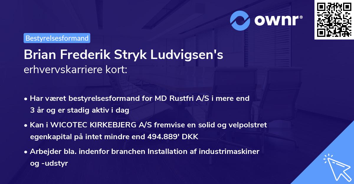 Brian Frederik Stryk Ludvigsen's erhvervskarriere kort