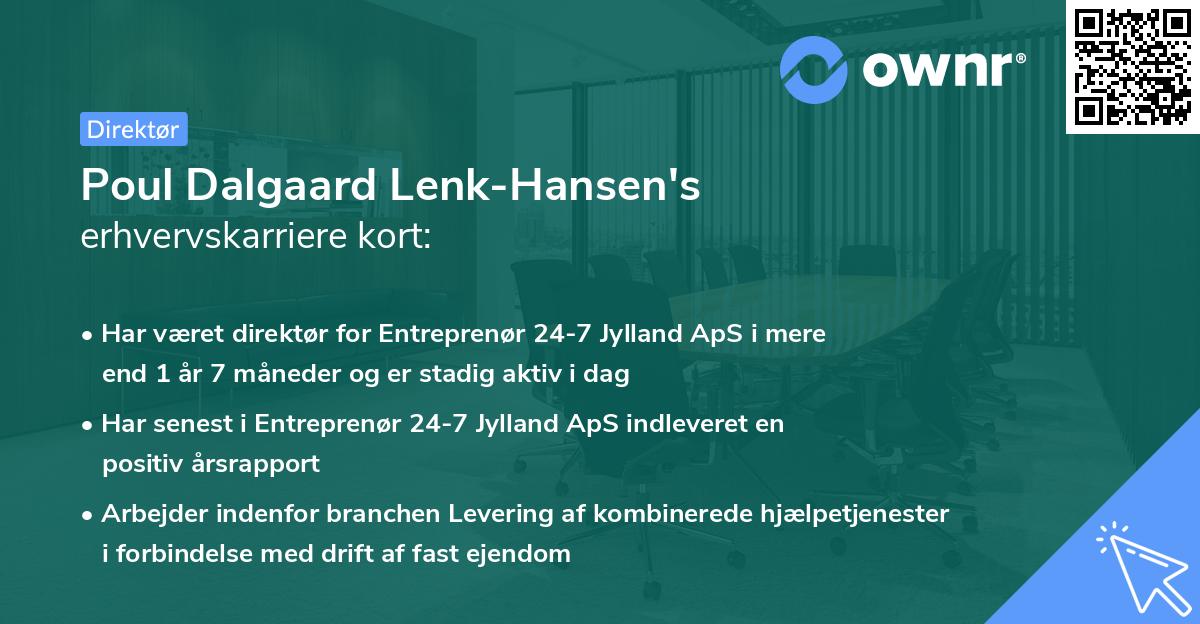 Poul Dalgaard Lenk-Hansen's erhvervskarriere kort
