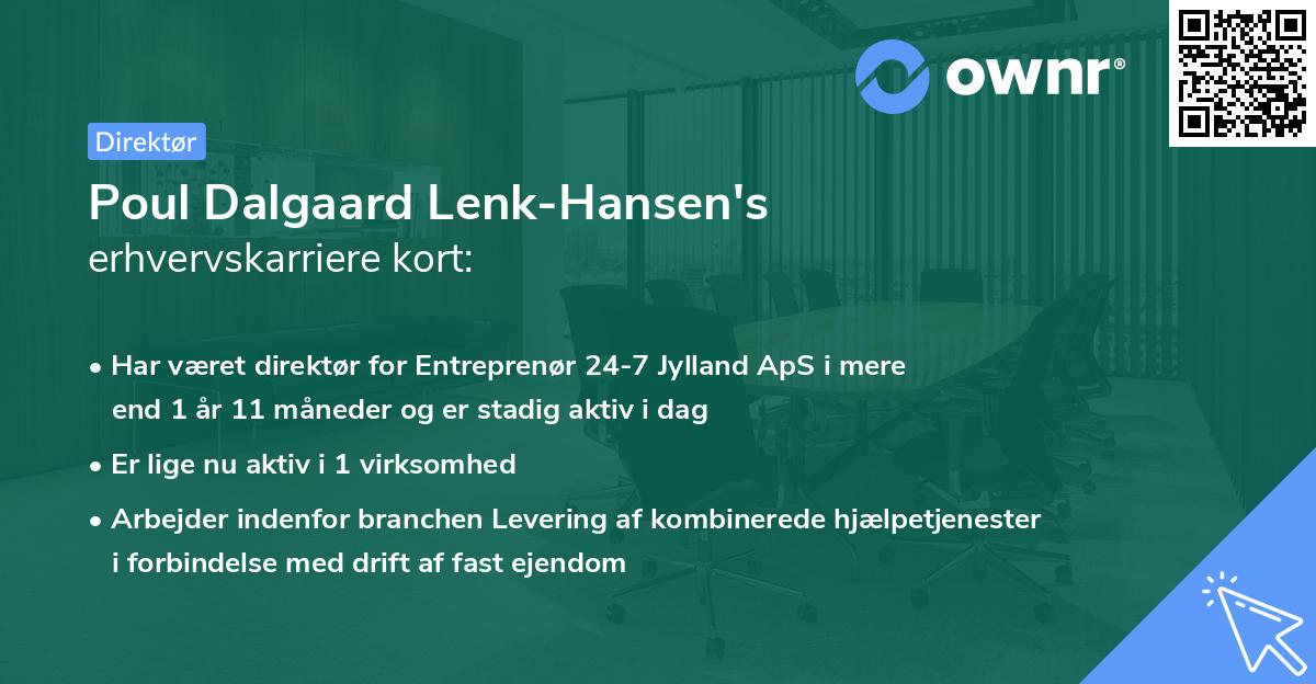 Poul Dalgaard Lenk-Hansen's erhvervskarriere kort