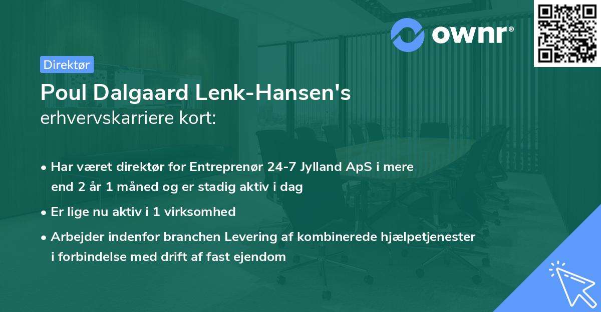 Poul Dalgaard Lenk-Hansen's erhvervskarriere kort