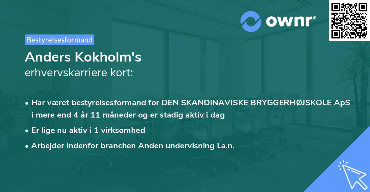 Anders Kokholm's erhvervskarriere kort