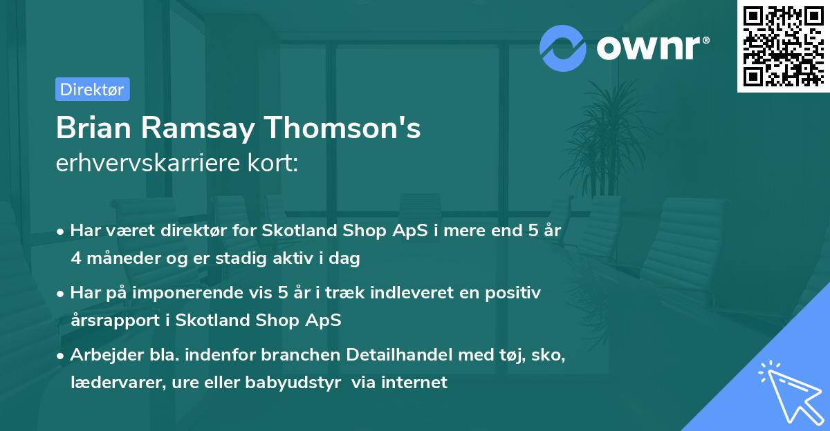 Brian Ramsay Thomson's erhvervskarriere kort