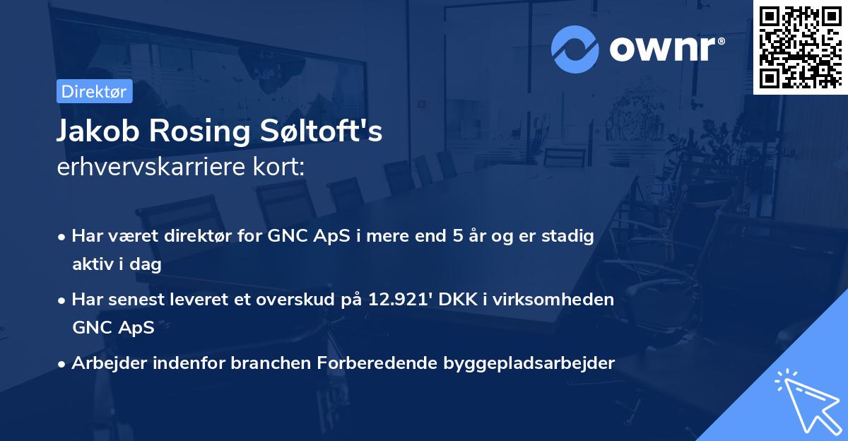 Jakob Rosing Søltoft's erhvervskarriere kort