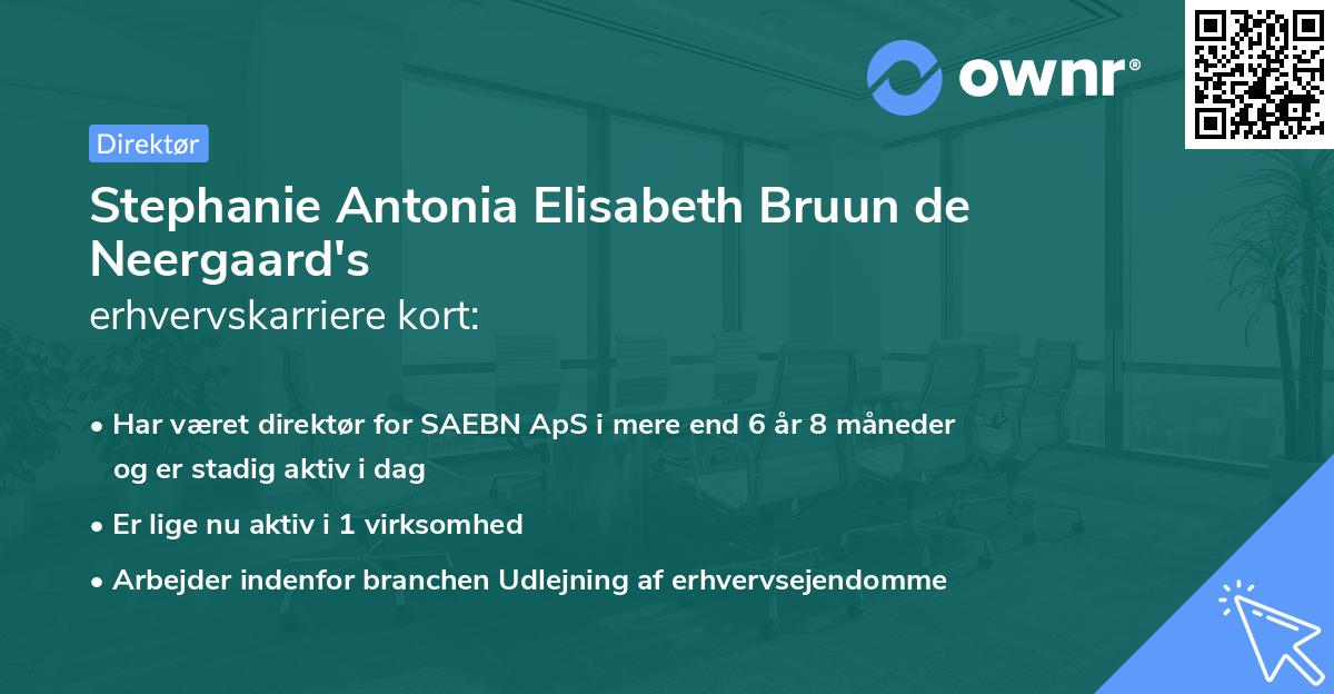 Stephanie Antonia Elisabeth Bruun de Neergaard's erhvervskarriere kort