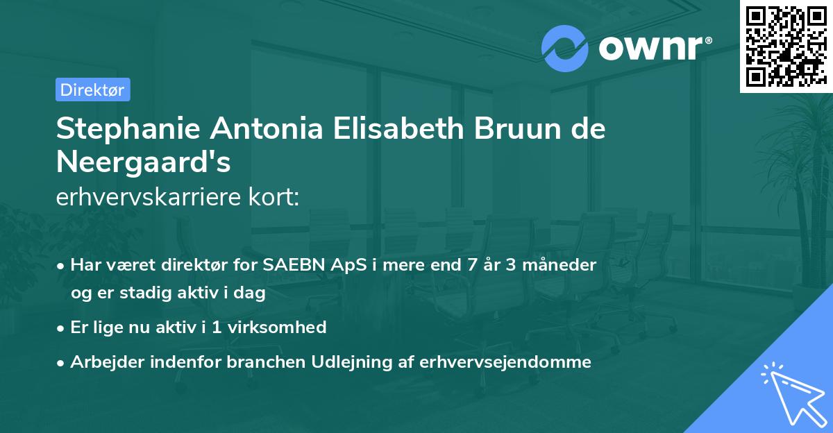 Stephanie Antonia Elisabeth Bruun de Neergaard's erhvervskarriere kort