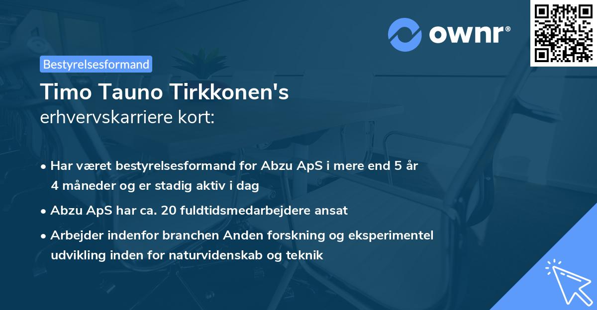 Timo Tauno Tirkkonen's erhvervskarriere kort