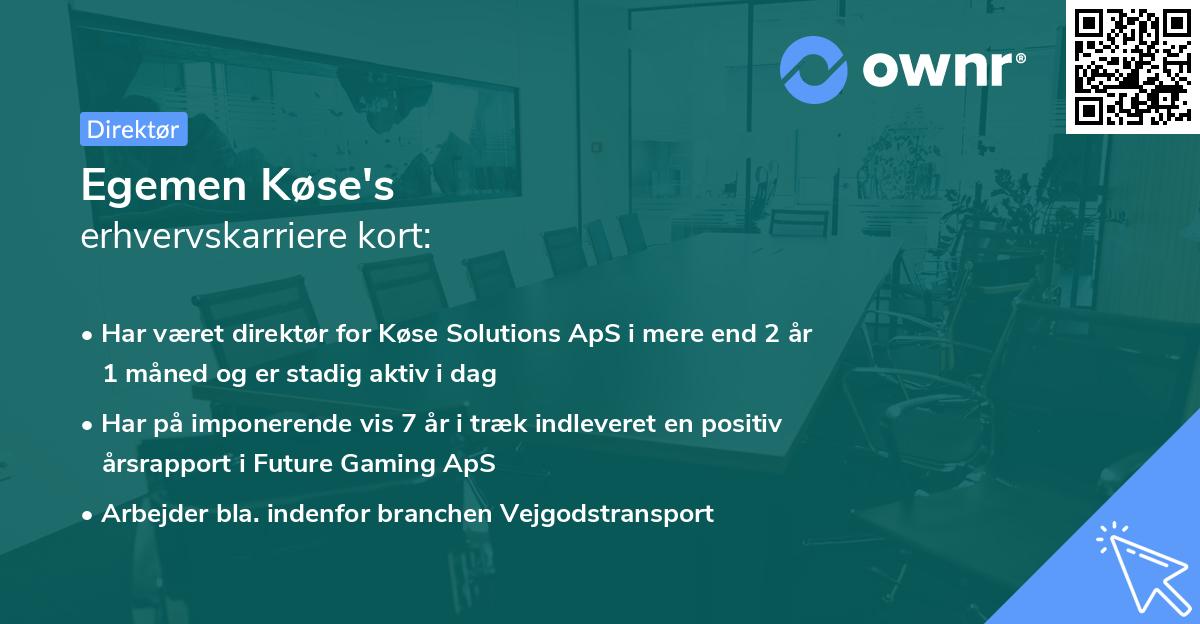 Egemen Køse's erhvervskarriere kort