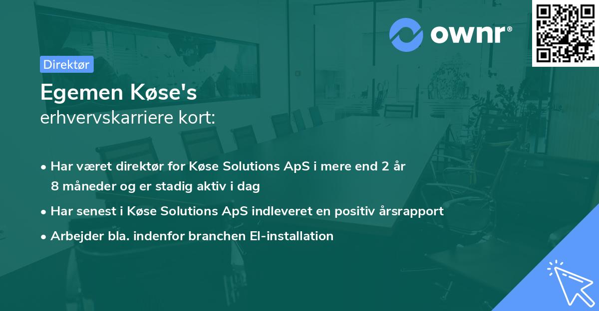 Egemen Køse's erhvervskarriere kort