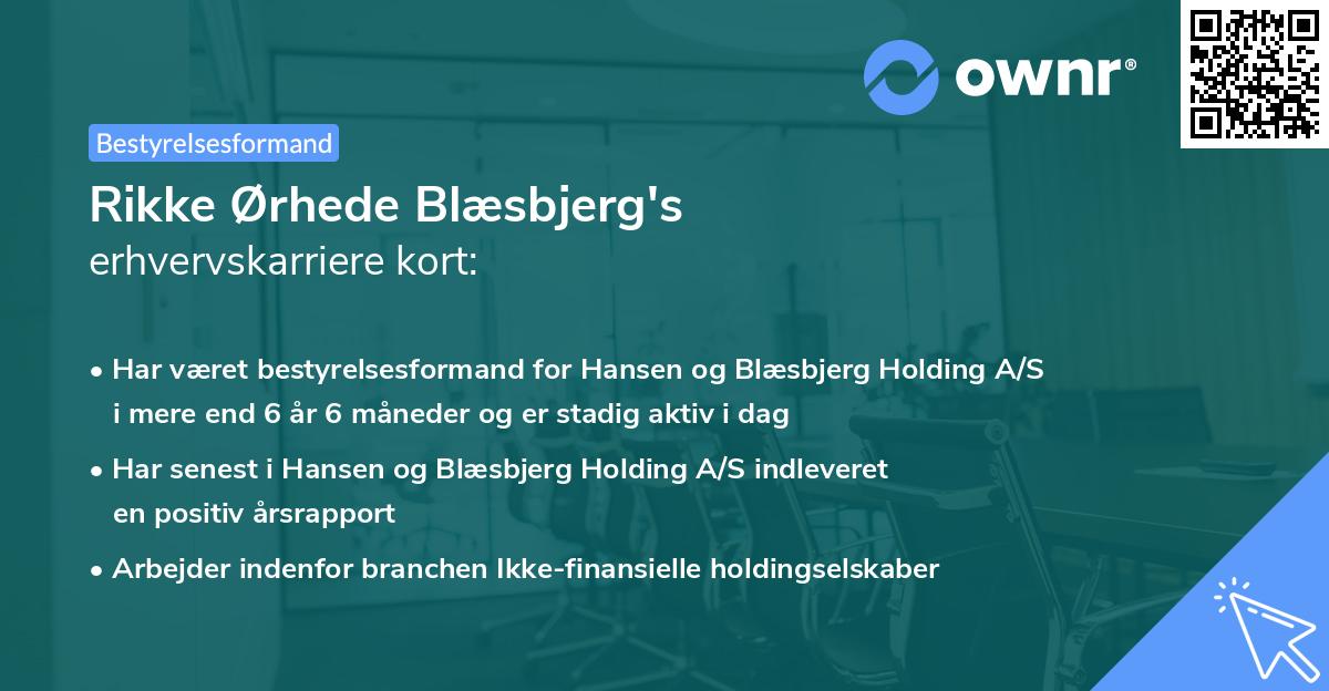 Rikke Ørhede Blæsbjerg's erhvervskarriere kort