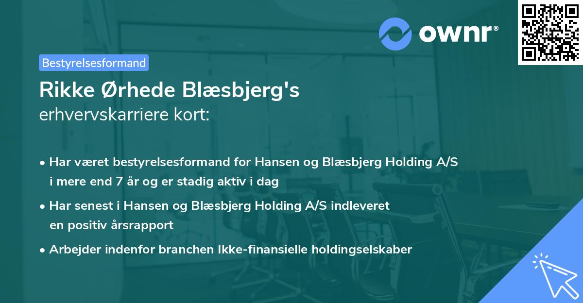 Rikke Ørhede Blæsbjerg's erhvervskarriere kort