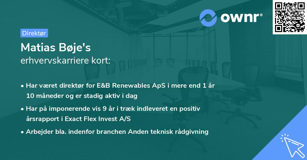 Matias Bøje's erhvervskarriere kort