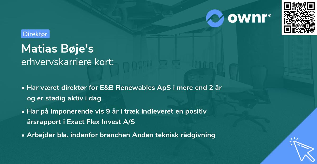 Matias Bøje's erhvervskarriere kort