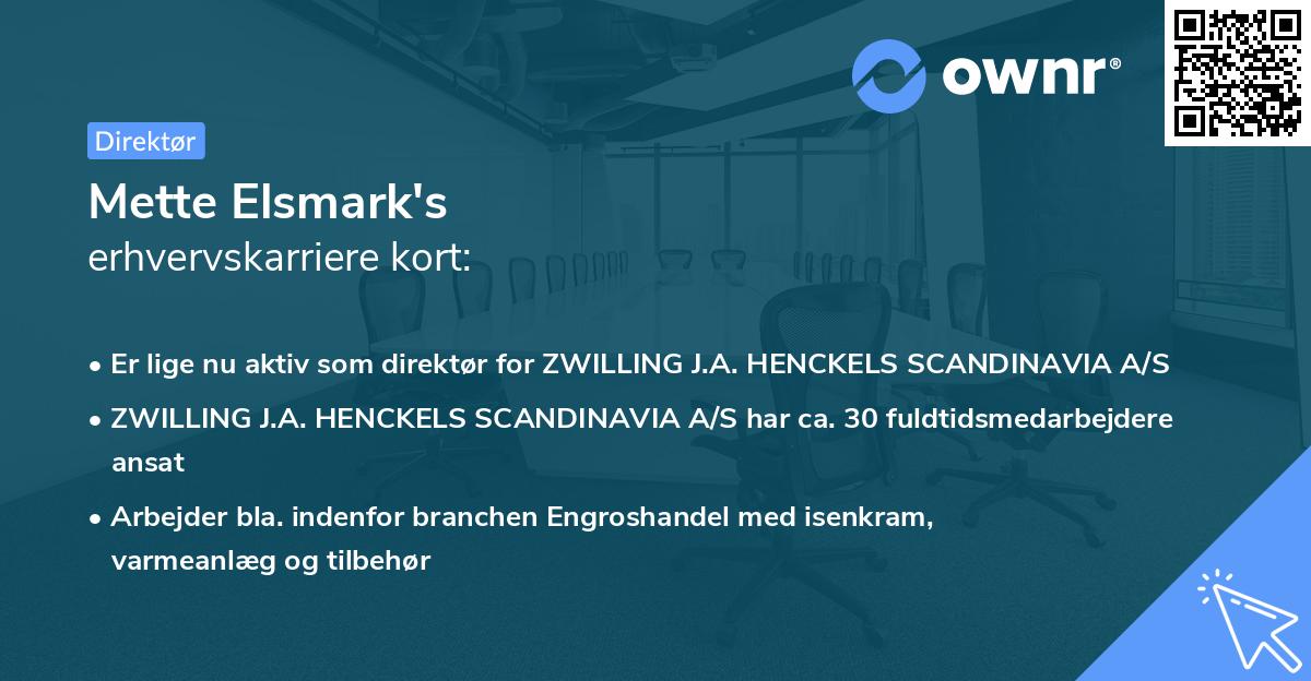 Mette Elsmark's erhvervskarriere kort