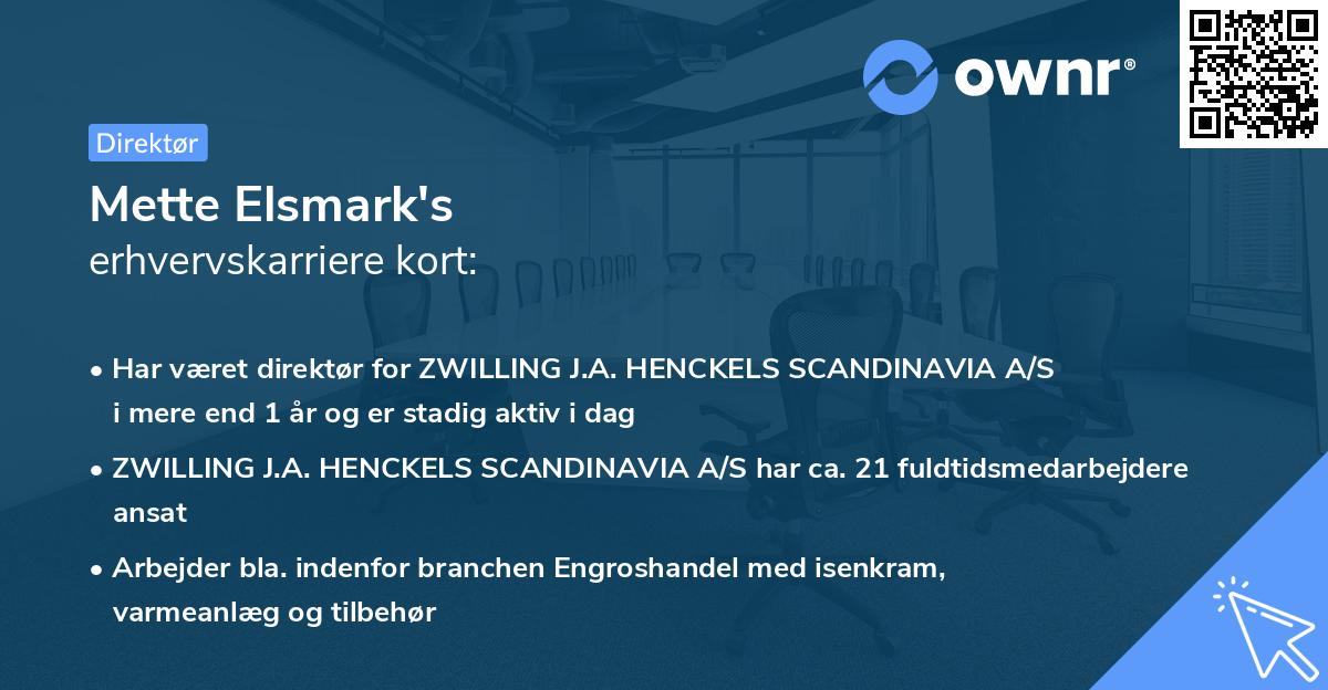 Mette Elsmark's erhvervskarriere kort
