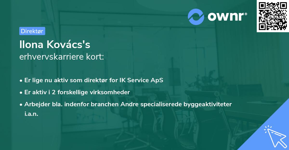 Ilona Kovács's erhvervskarriere kort
