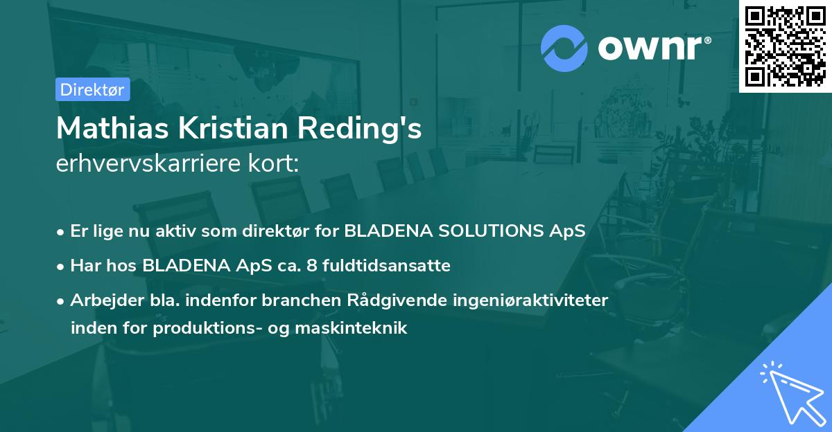 Mathias Kristian Reding's erhvervskarriere kort