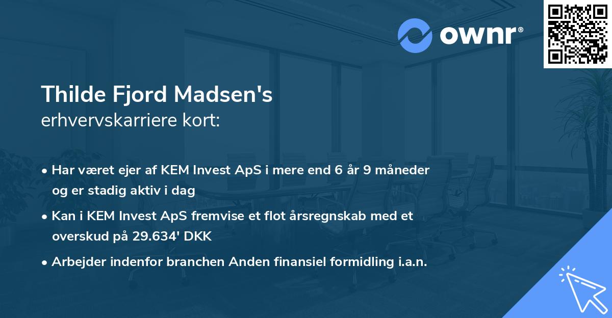 Thilde Fjord Madsen's erhvervskarriere kort