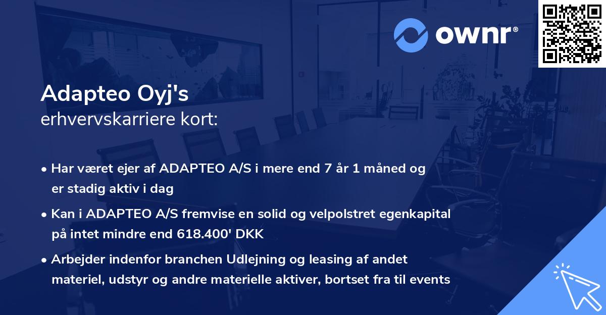 Adapteo Oyj's erhvervskarriere kort