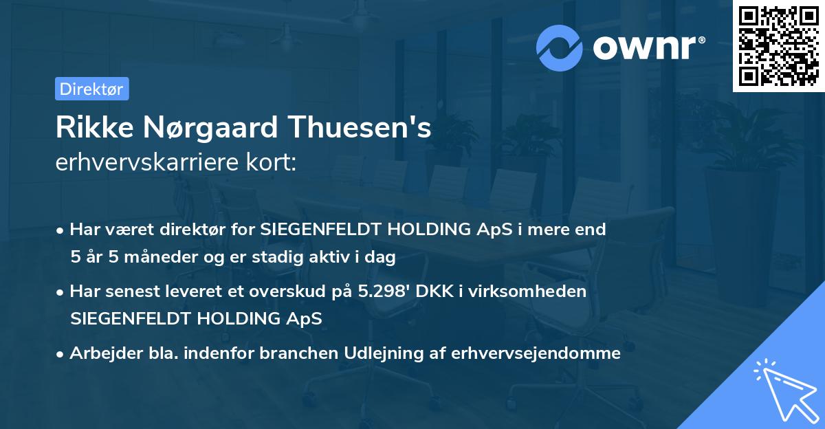 Rikke Nørgaard Thuesen's erhvervskarriere kort