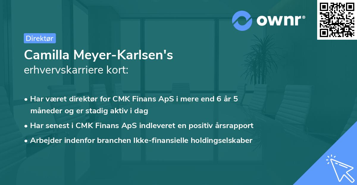 Camilla Meyer-Karlsen's erhvervskarriere kort