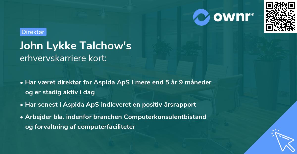 John Lykke Talchow's erhvervskarriere kort