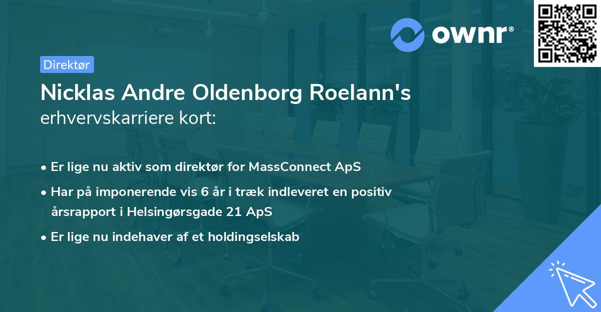 Nicklas Andre Oldenborg Roelann's erhvervskarriere kort