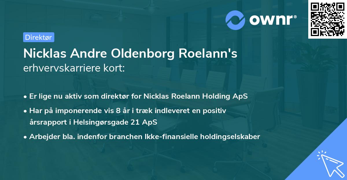 Nicklas Andre Oldenborg Roelann's erhvervskarriere kort