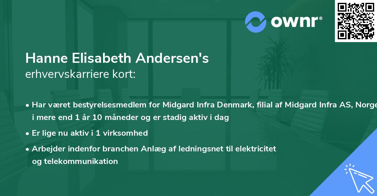 Hanne Elisabeth Andersen's erhvervskarriere kort