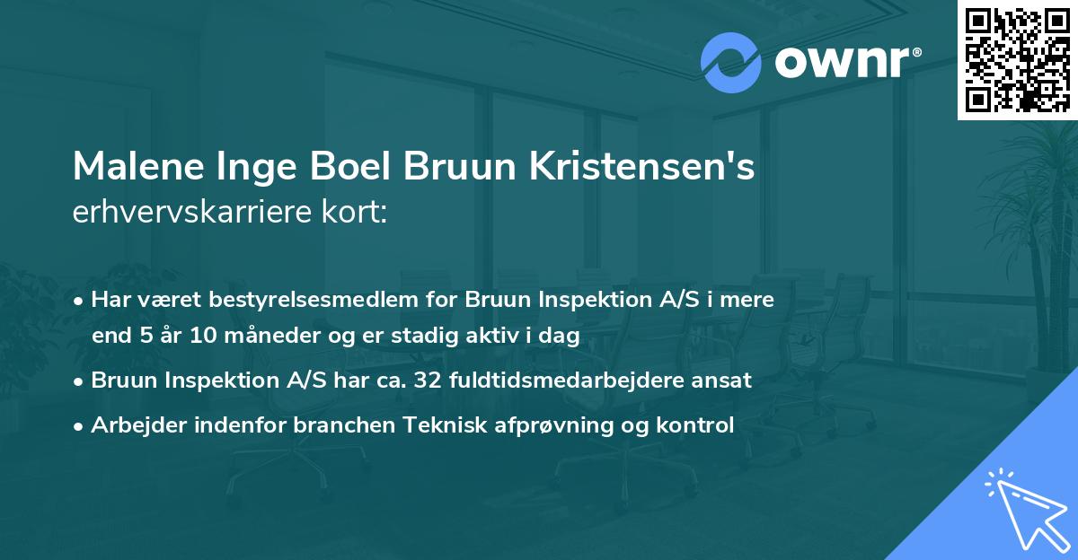 Malene Inge Boel Bruun Kristensen's erhvervskarriere kort
