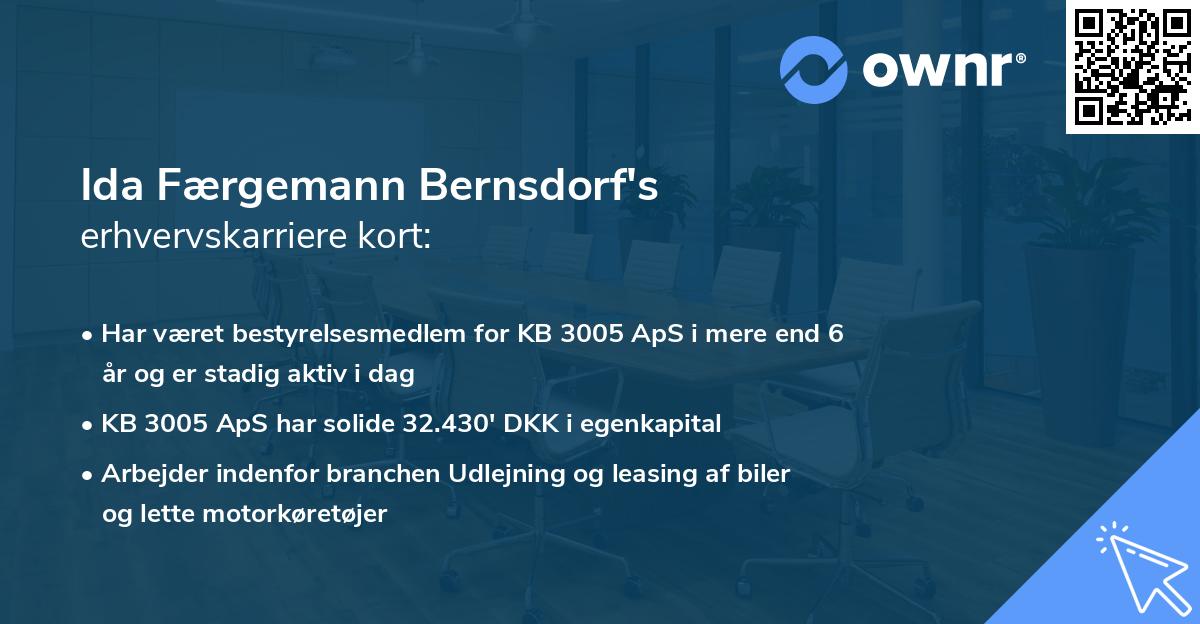 Ida Færgemann Bernsdorf's erhvervskarriere kort