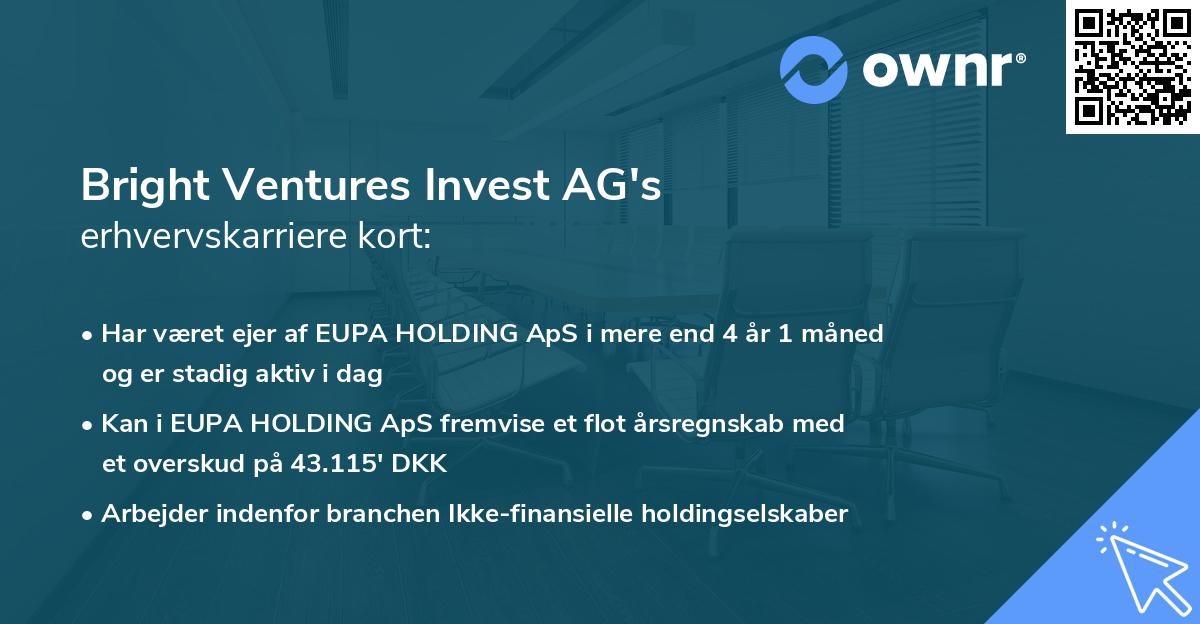 Bright Ventures Invest AG's erhvervskarriere kort