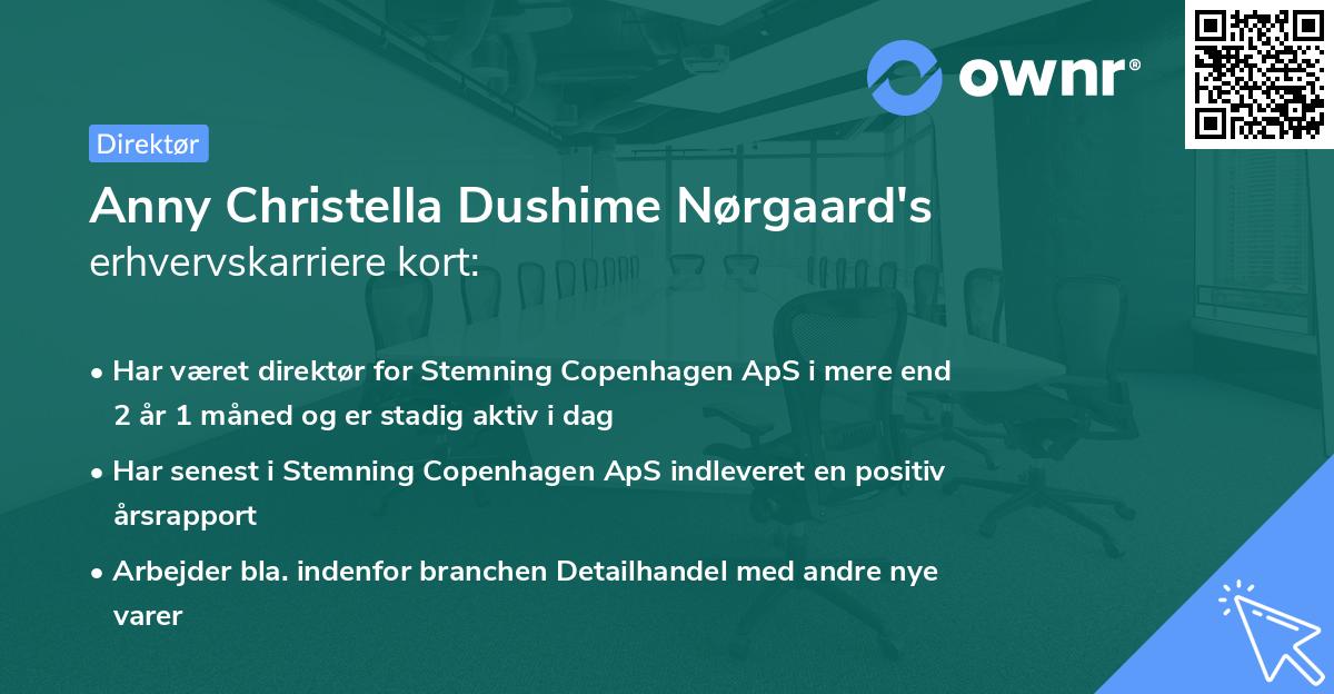 Anny Christella Dushime Nørgaard's erhvervskarriere kort