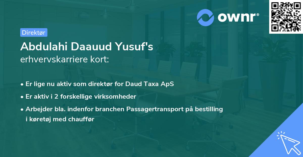 Abdulahi Daauud Yusuf's erhvervskarriere kort