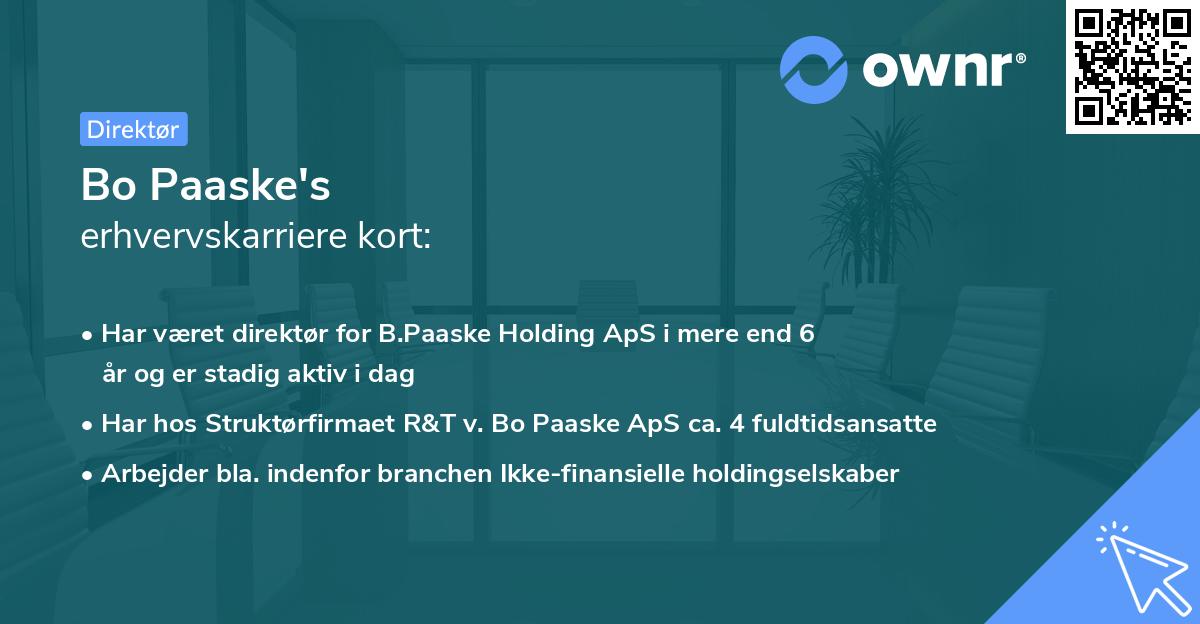 Bo Paaske's erhvervskarriere kort