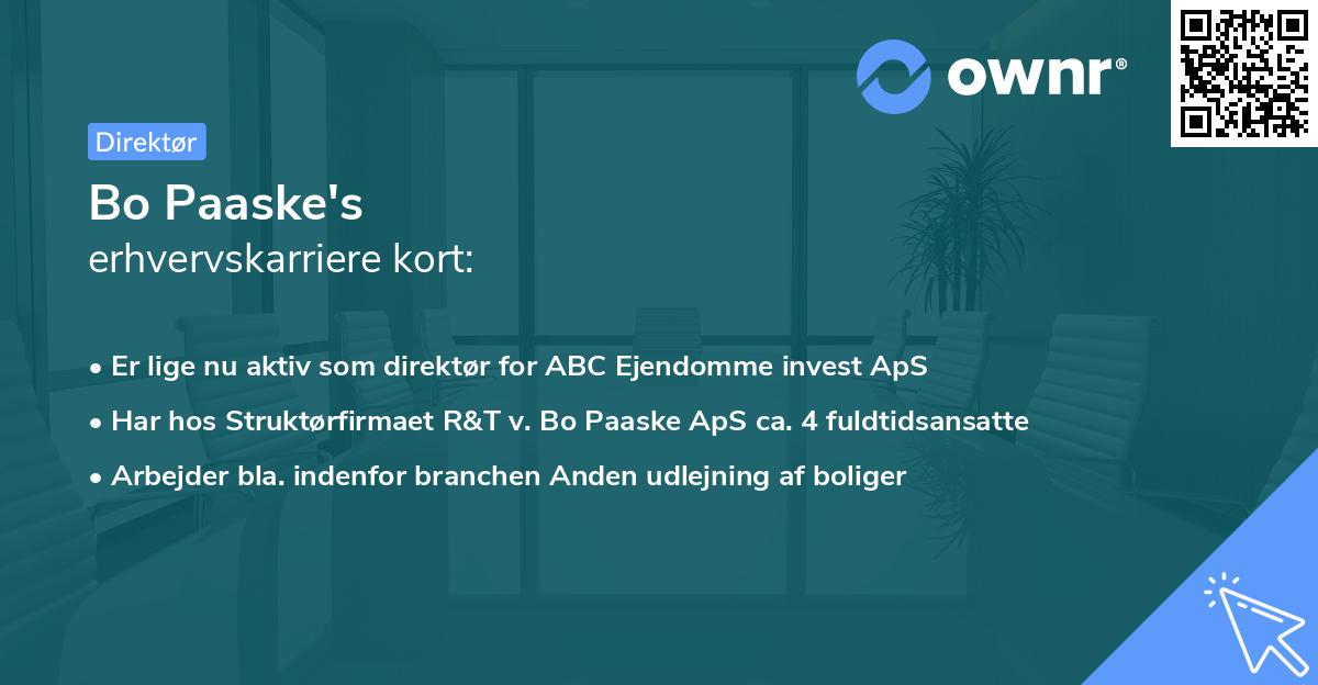 Bo Paaske's erhvervskarriere kort