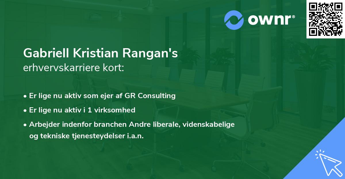 Gabriell Kristian Rangan's erhvervskarriere kort