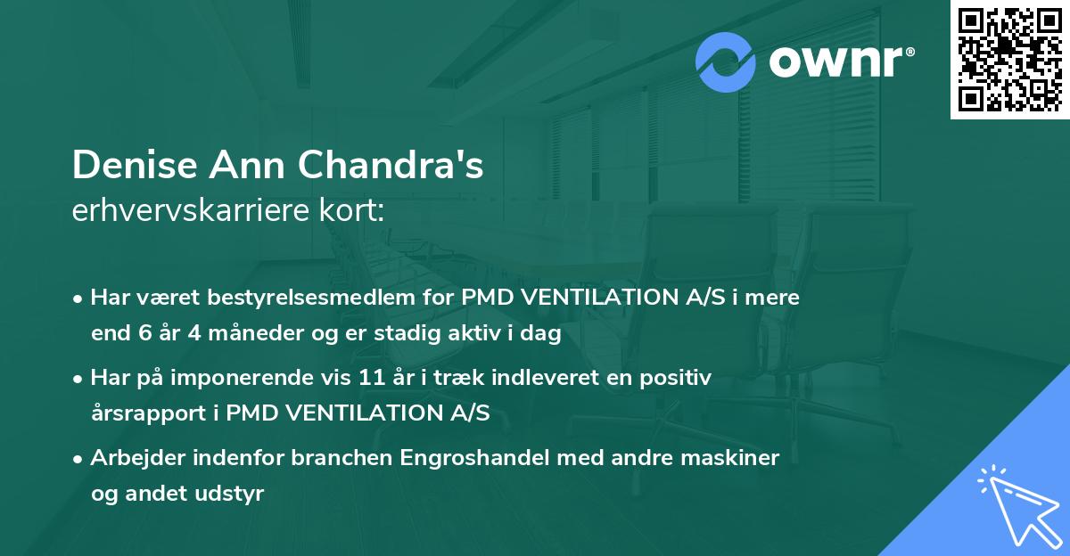 Denise Ann Chandra's erhvervskarriere kort