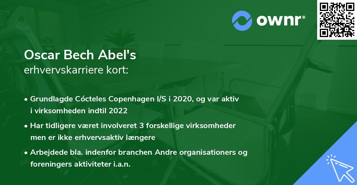 Oscar Bech Abel's erhvervskarriere kort