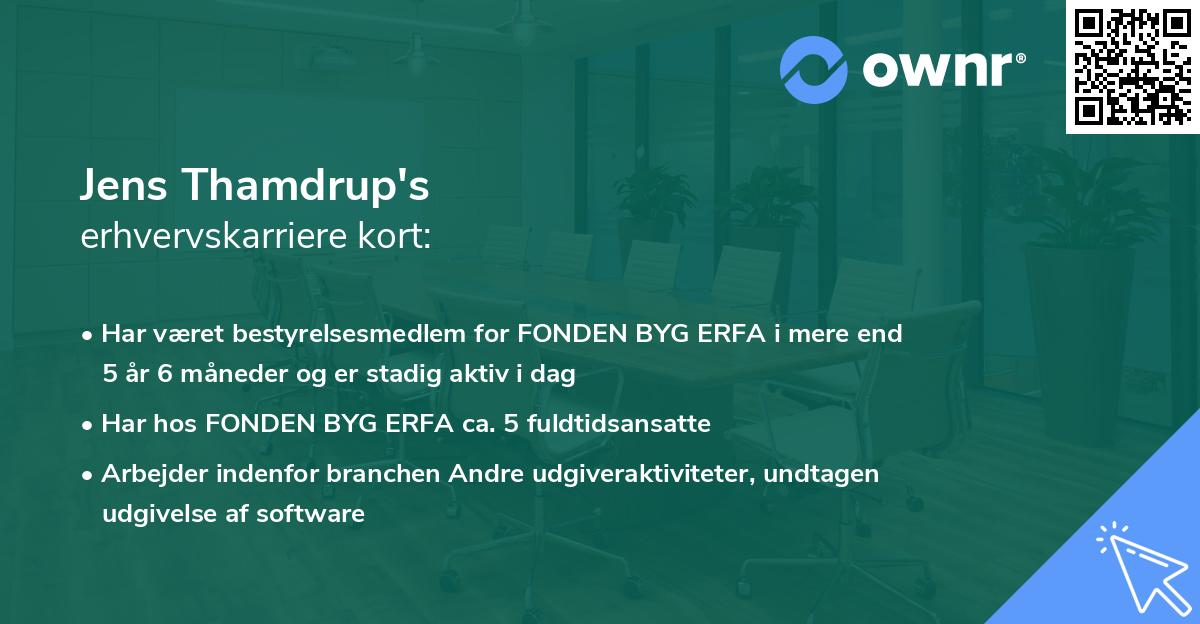 Jens Thamdrup's erhvervskarriere kort