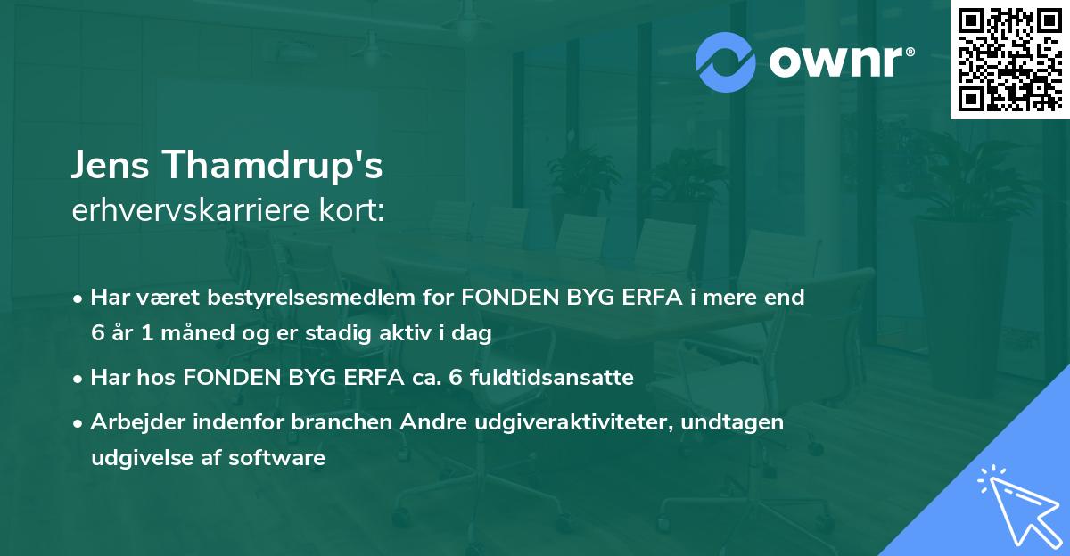 Jens Thamdrup's erhvervskarriere kort