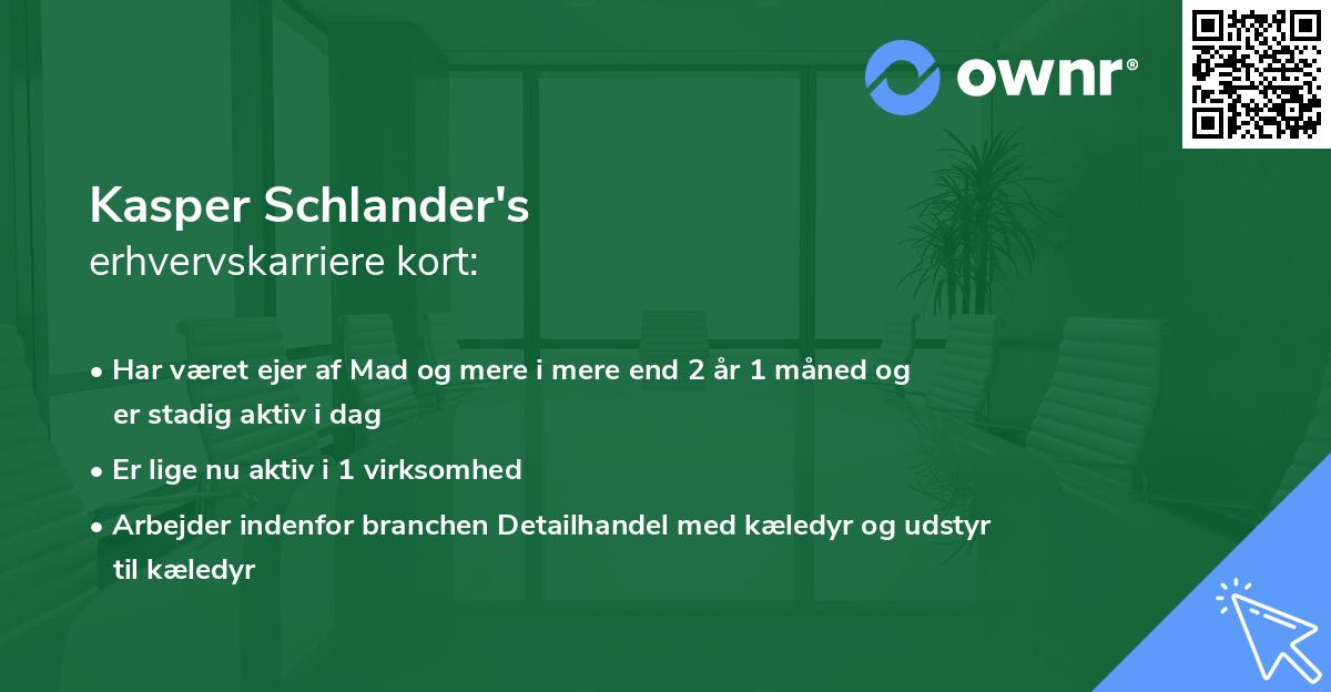 Kasper Schlander's erhvervskarriere kort